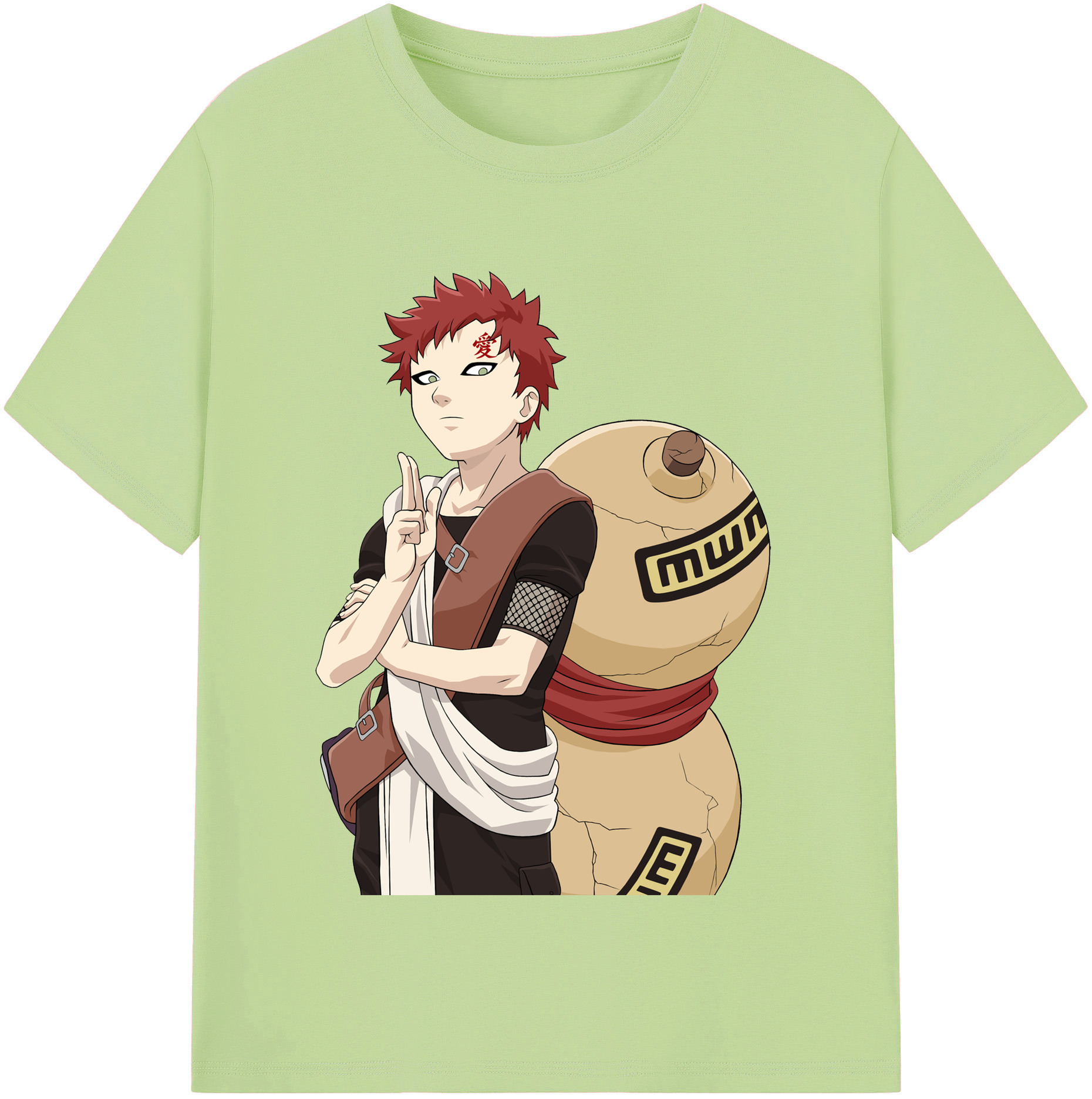 （画像用） NARUTO -ナルト- ガアラ Gaara 綿100％半袖Tシャツ（フロントプリント）